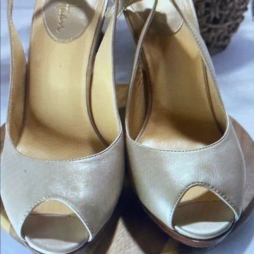 Elegant Cream Peep-Toe Heels